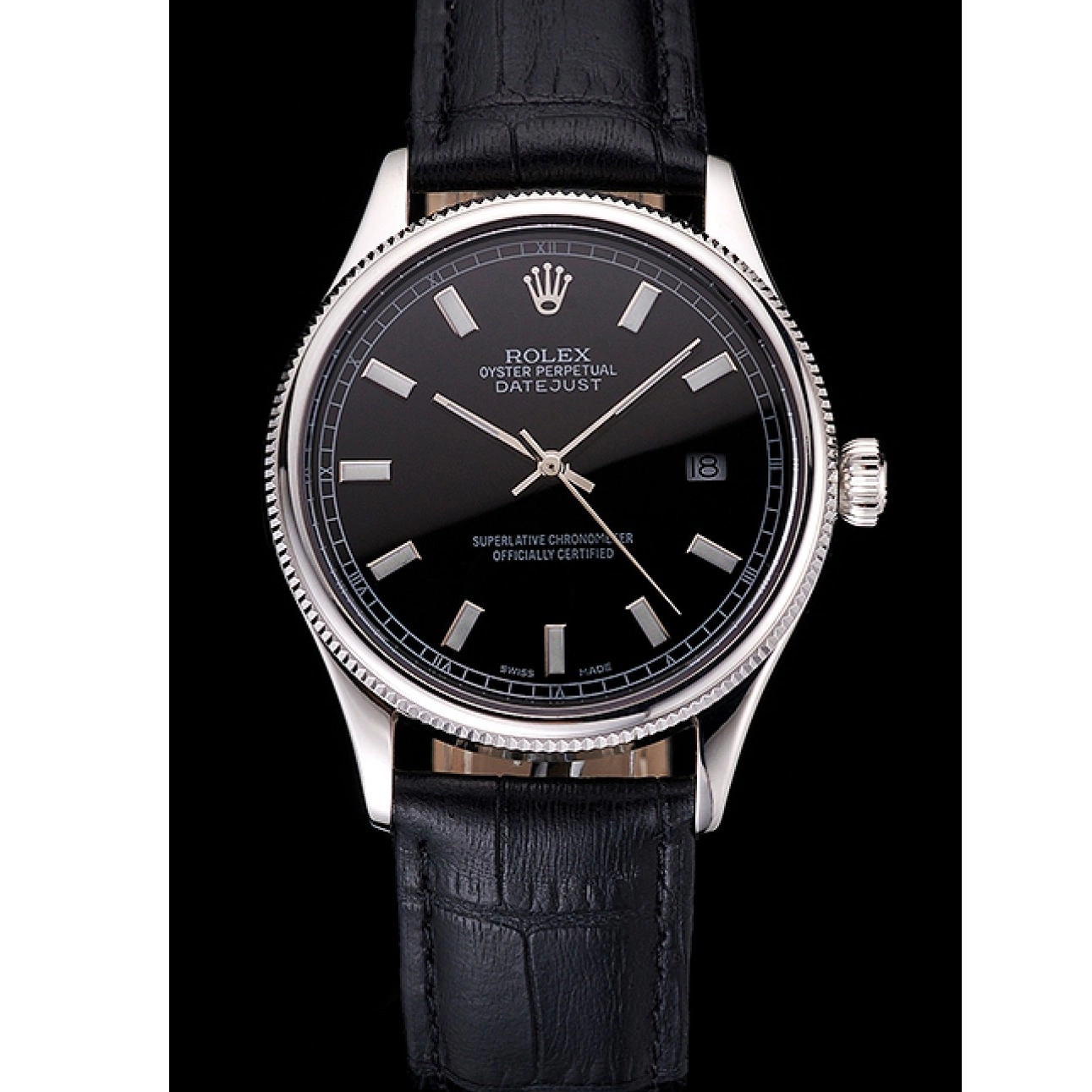 MiroTime 0813 Swiss Rolex Datejust Black Dial Stainless Steel Case And Bracelet